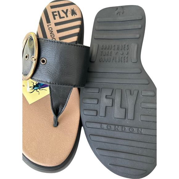 Fly London DAFI938FLY Buckle Mules Sandals - Glamorous Comfort in Black - SZ 7.5 - Picture 8 of 9